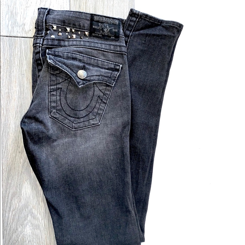 True Religion Section Julie Black Studded Jeans 28
